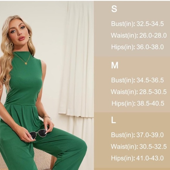 NWT Tapata Green Sleeveless Ribbed Jumpsuit Size S - Picture 5 of 5